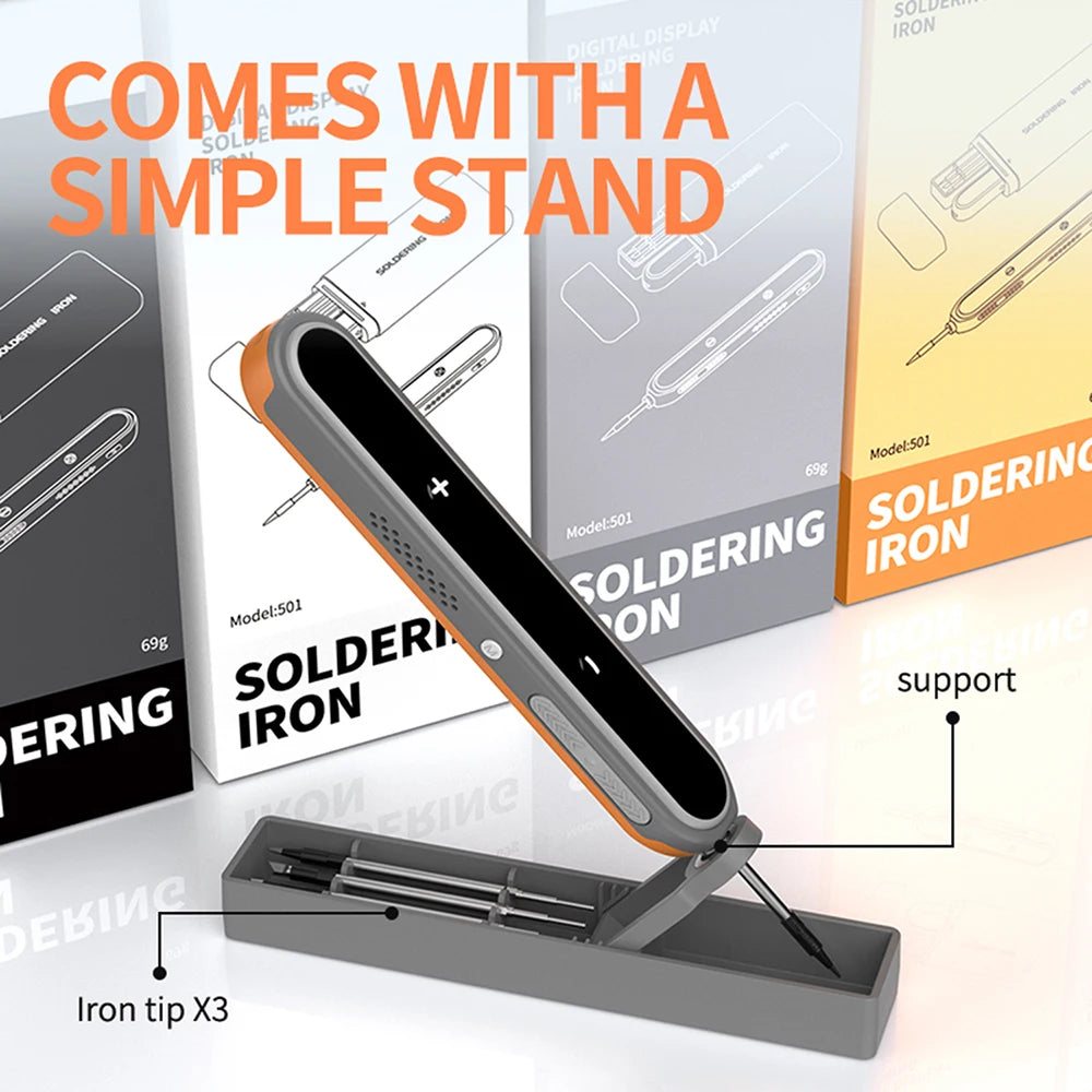 USB 1400mAh Battery Intelligent Soldering Iron Type C Interface Wireless Temperature Control High-power Solder Welding Iron Tool