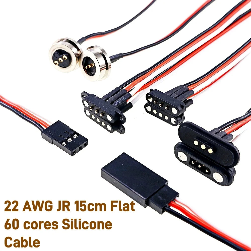 1/5 Pairs Magnetic Snap-on JR Servo Extension Cable for RC Drone Glider Airplane Models 60 CoresDIY Upgrate