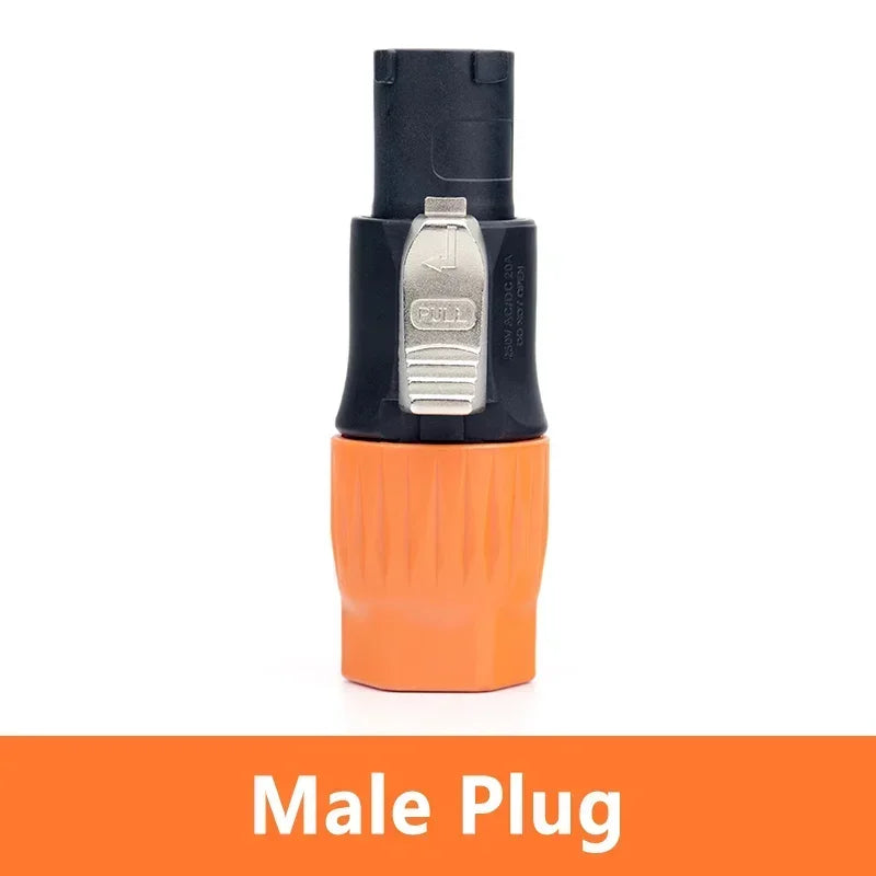 2Pcs 3Pin Powercon Connector IP65 Waterproof Orange XLR Power Plug Socket 20A Aviation Plug Stage