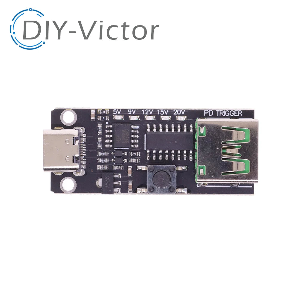 100W 5A Type-C USB QC Decoy Trigger Board 5V 9V 12V 15V 20V Output PD 2.0 3.0 Trigger Adapter Cable Connection Polling Detector