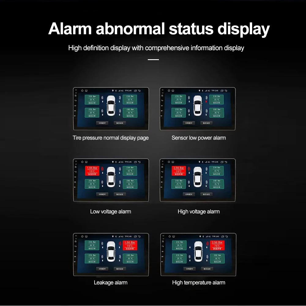 KEBIDUMEI Car Tire Pressure Monitor System USB Android TPMS For Navigation Player Temperature Warning Sensors Car Accessories