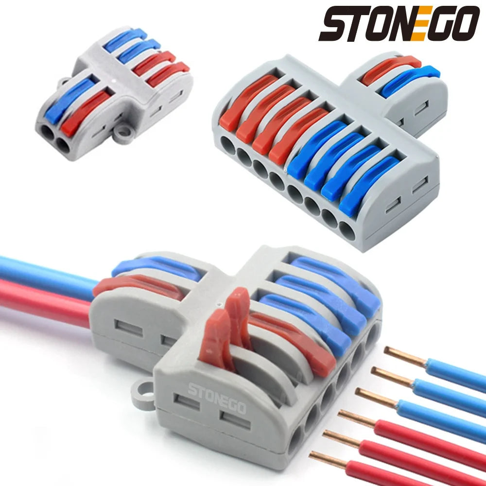 STONEGO Wire Fast Connector 2 In 4/6/8 Out Wire Splitter Terminal Compact Wiring Cable Connector