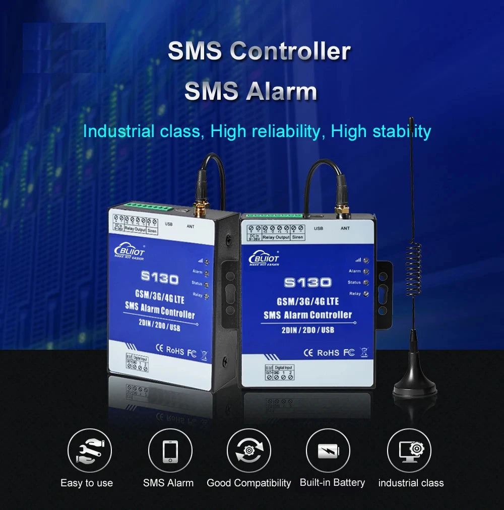 GSM 3G 4G Cellular RTU SMS Alarm Controller S150 8DIN 2Relay Switch Industrial IoT Monitoring System In-Built Watchdog