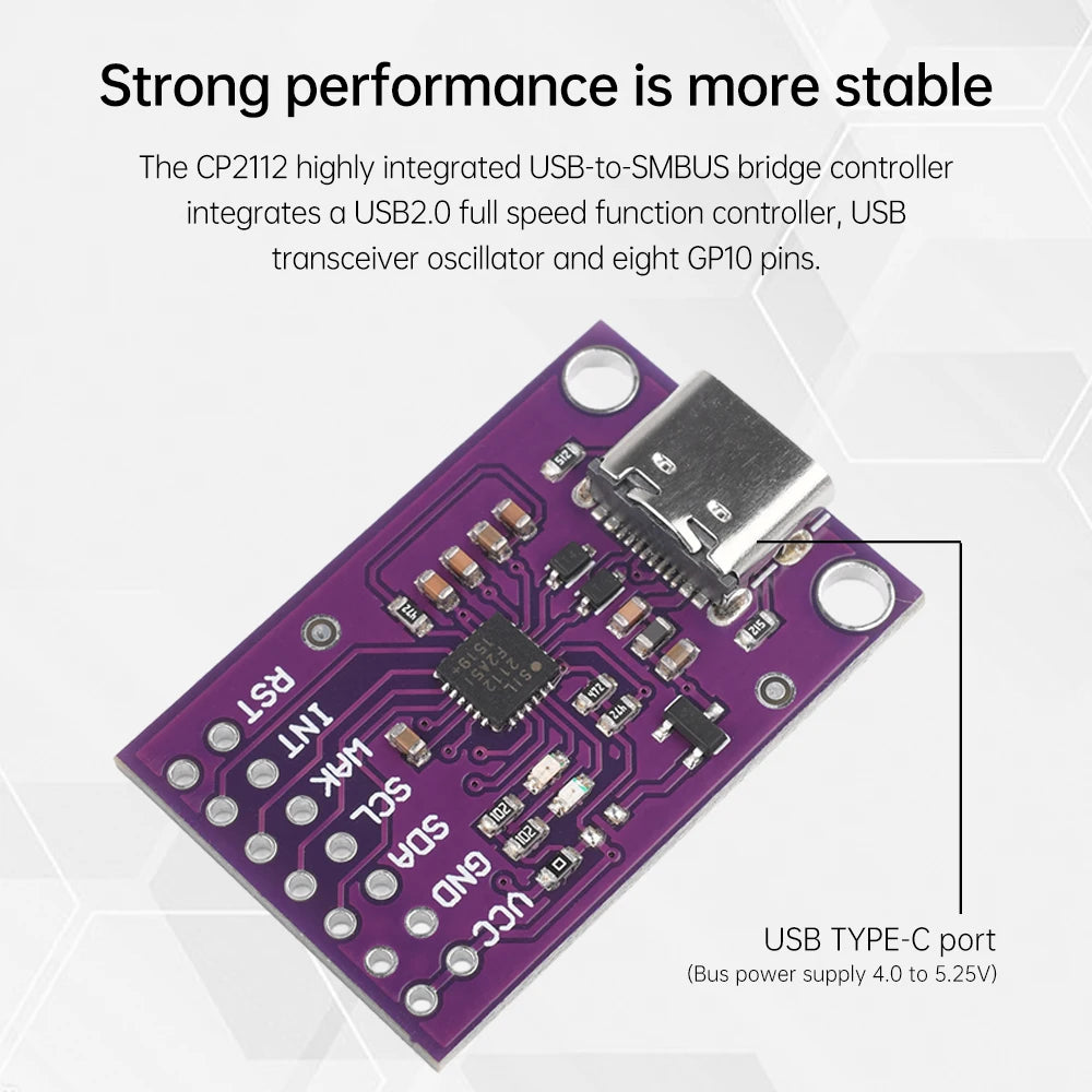USB to SMBus/I2C Communication Module CP2112 Module CCS811 Debug Board TYPE-C/Micro USB Interface