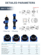 SP29 Square Waterproof Connector Soldering Electric IP68 WK29 Aviation Male Plug Square Back Nut Socket Threaded Cable Connector