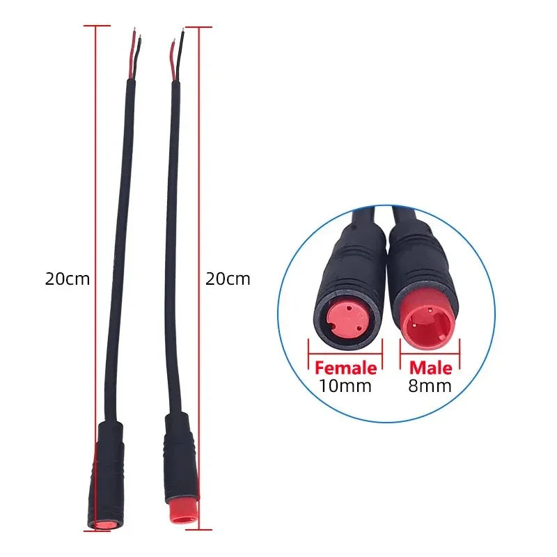 M8 2 3 4 5 6 Pin DC Electric Bicycle Butt Joint Plug Waterproof Female Male Connector Wiring Scooter Brake Cable Signal 20CM