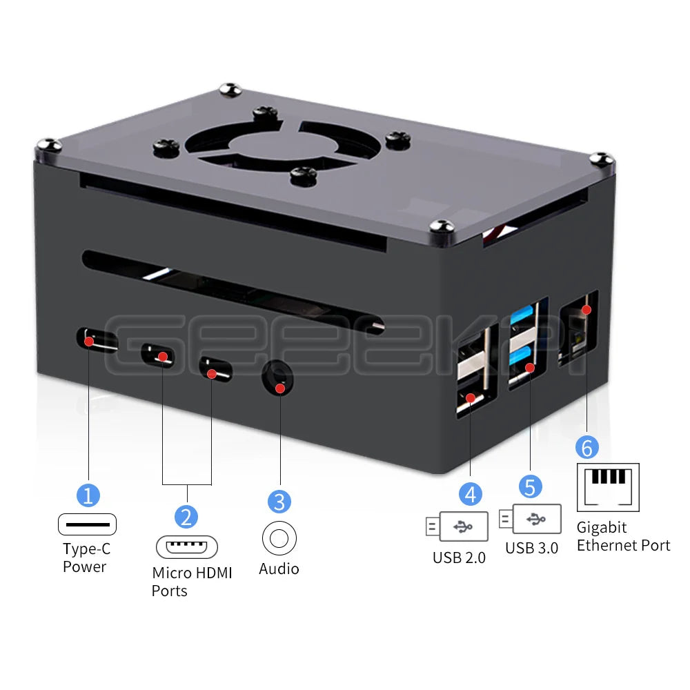 GeeekPi Raspberry Pi 4B Case Supports PoE Hat With 5V Cooling Fan