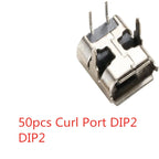 10-100pcs Micro USB Connector 2pin DIP2 SMD2 180 Degree Rotating Vertical B-Type Female Socket Charging Curl and Flat Port Dock