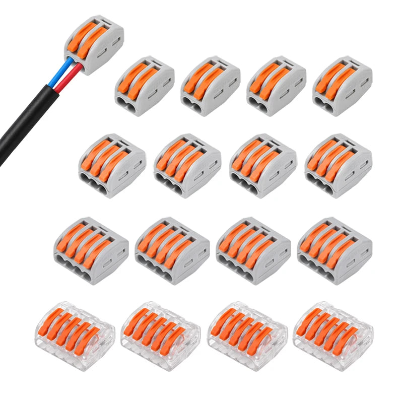 10/20/30PCS 2/3/4/5-Port Assorted Kit Quick Push In Lever Wire Connector Mini Compact Terminal Block 0.08-4mm2 Electrical Wiring