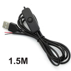1.5M LED Strip USB Connector Cable Extension 2 Pin Power Supply Wire On/Off Switch Electrical 5V Wire For LED Lighting