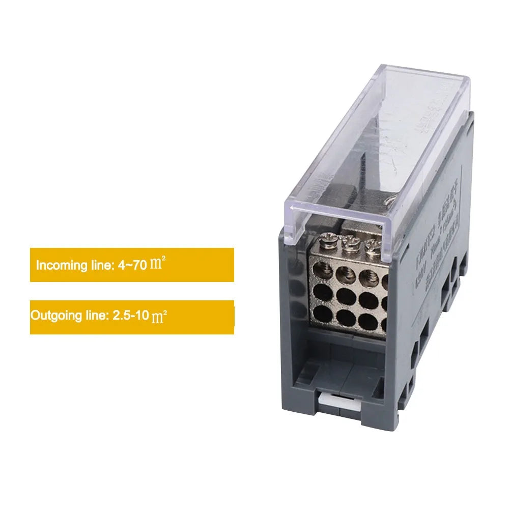 One in Multiple out Din Rail Terminal Block 150A Universal Distribution Box Wire Connector ABS/Copper Power Junction Box