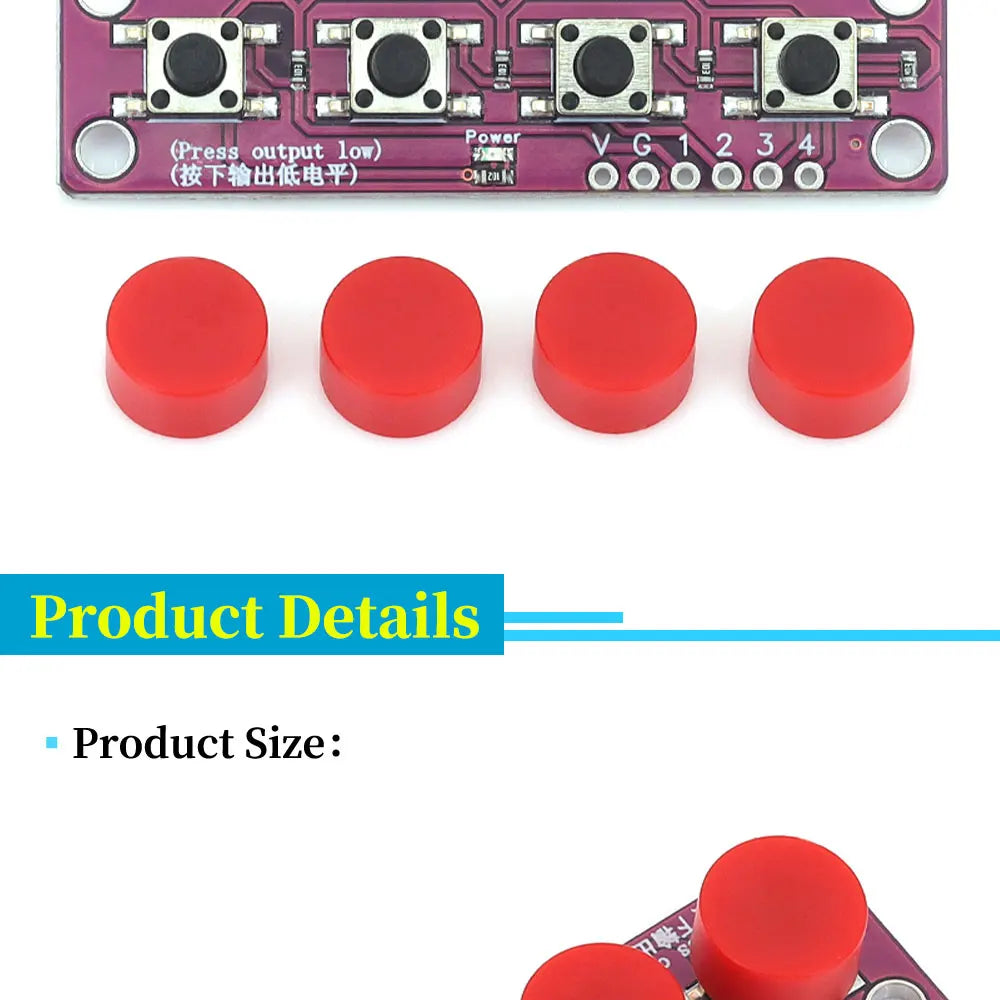 Stlxy Four Touch Switch Button Module Suitable for Single-chip Microcontroller ARM Raspberry-Pi Arduino Development