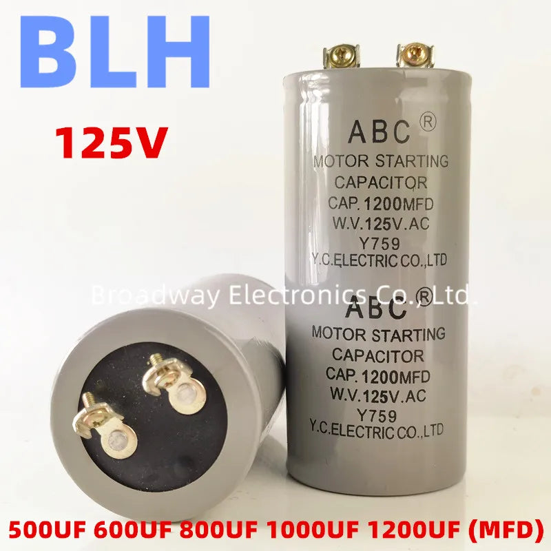 CD60 ABC Motor Starting Capacitor 125V 50UF 50MFD  500UF 500MFD 600UF 600MFD 800UF 800MFD 1000UF 1000MFD 1200UF 1200MFD