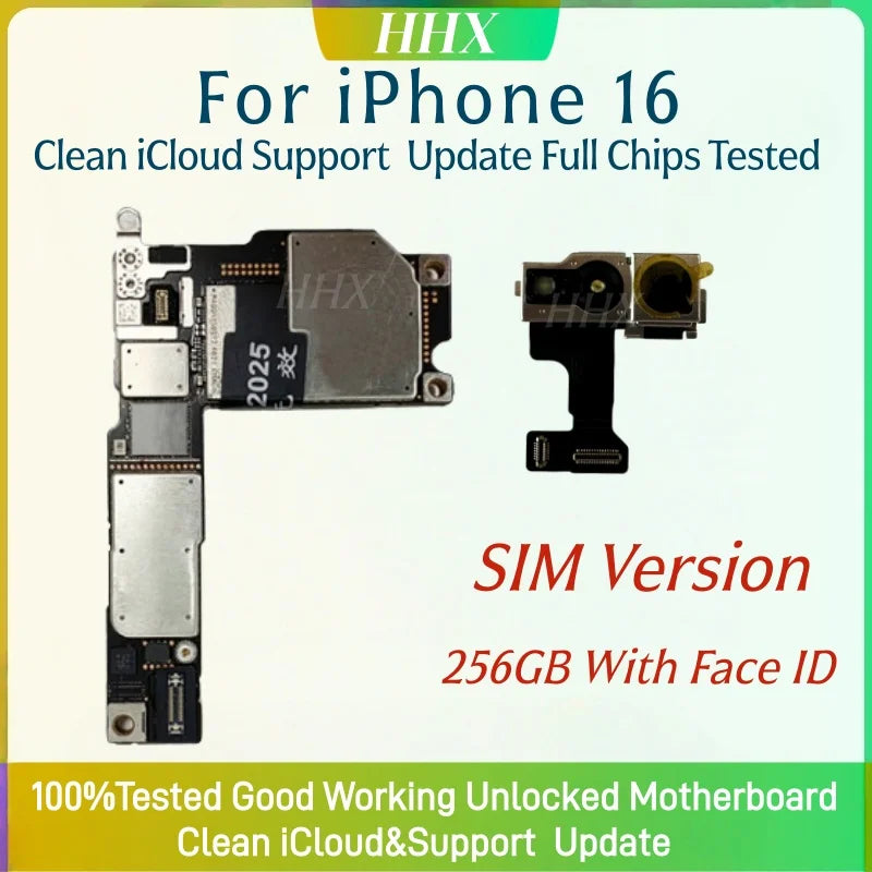 512GB Mainboard Clean ICloud With System For iPhone 16 256GB Logic Board 128GB Full Function Support Update Face ID Motherboard