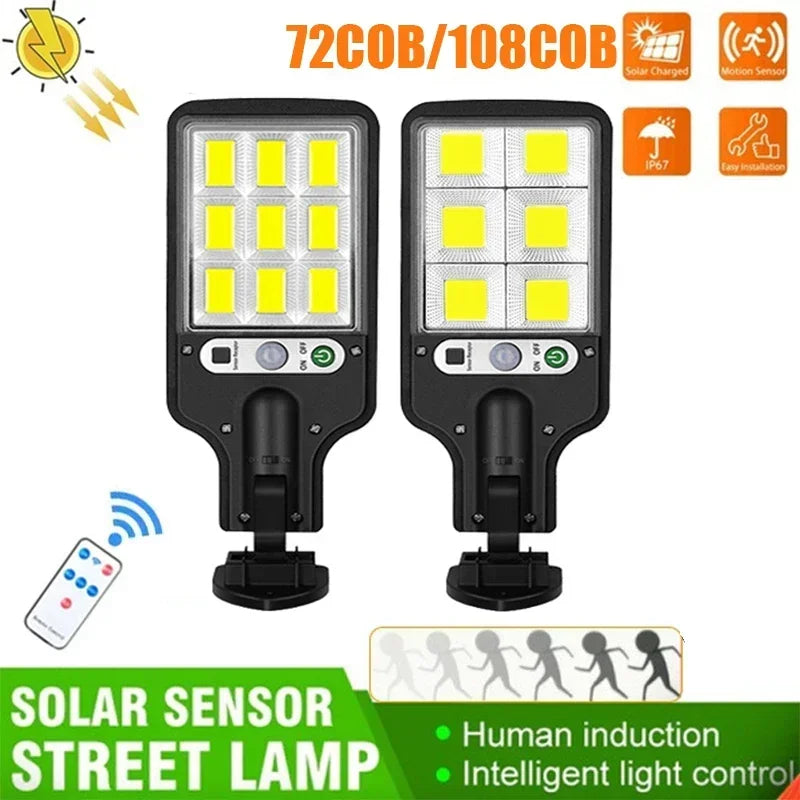 Outdoor Solar Wall Led Light with Human Body Motion Sensor 3 Modes Garden Terrace Garage Courtyard Waterproof Street Lighting