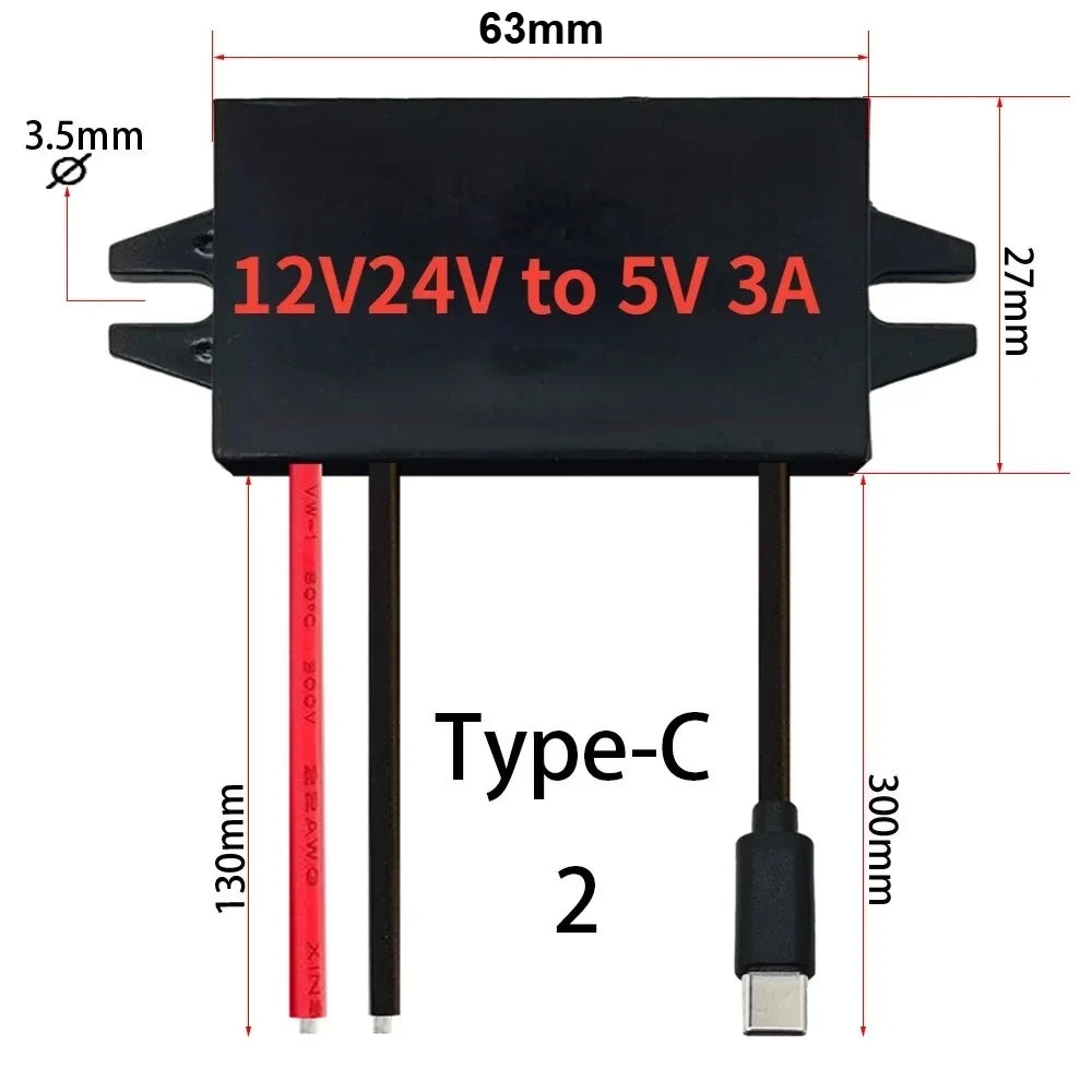 15W 12V 24V to 5V 3A DC-DC Step Down Buck Converter Regulator Power Supply Module Mini USB Micro USB Male Female Type-C Adapter