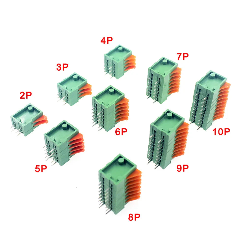5/10Pcs 2.54mm Pitch KF141V KF141R Push-in Spring Screwless Terminal Block Straight/Bent Foot 2/3/4/5/6/7/8/9/10P PCB Connector