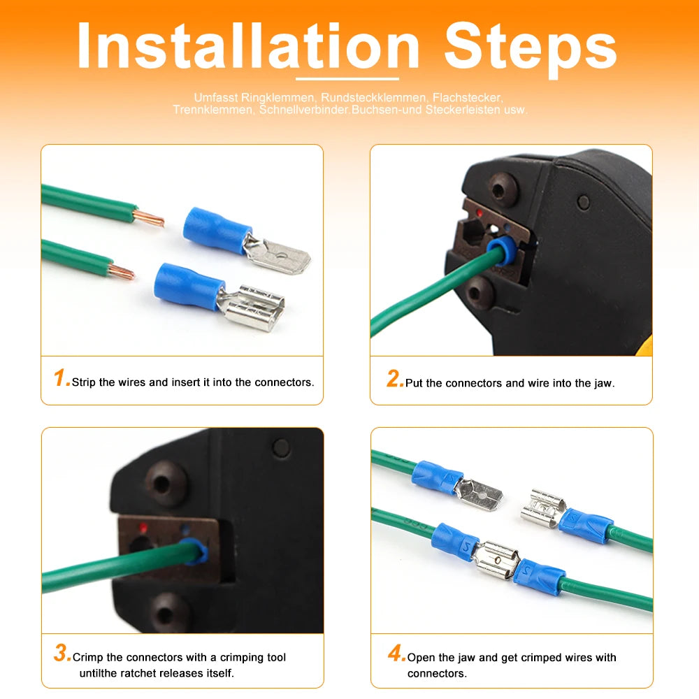 280PCS Wire Connector Kit Male Female Insulated Terminals Cold Crimp Terminals Assorted Crimp Terminals Spade