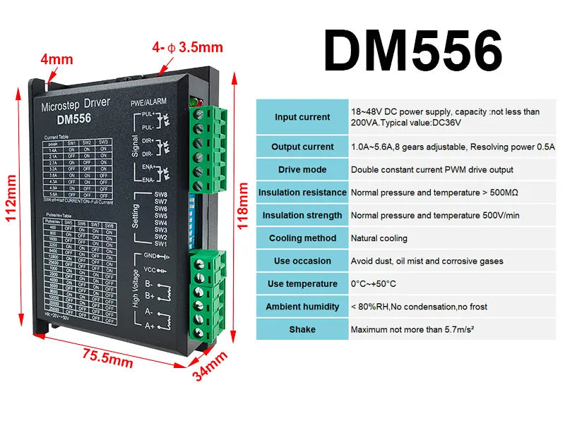 Stepper Motor TB6600 DM542 DM556 DM860 DM860H Driver Cintroller Microstep Motor Brushless Shell For 42/57/86 Nema17 Nema23