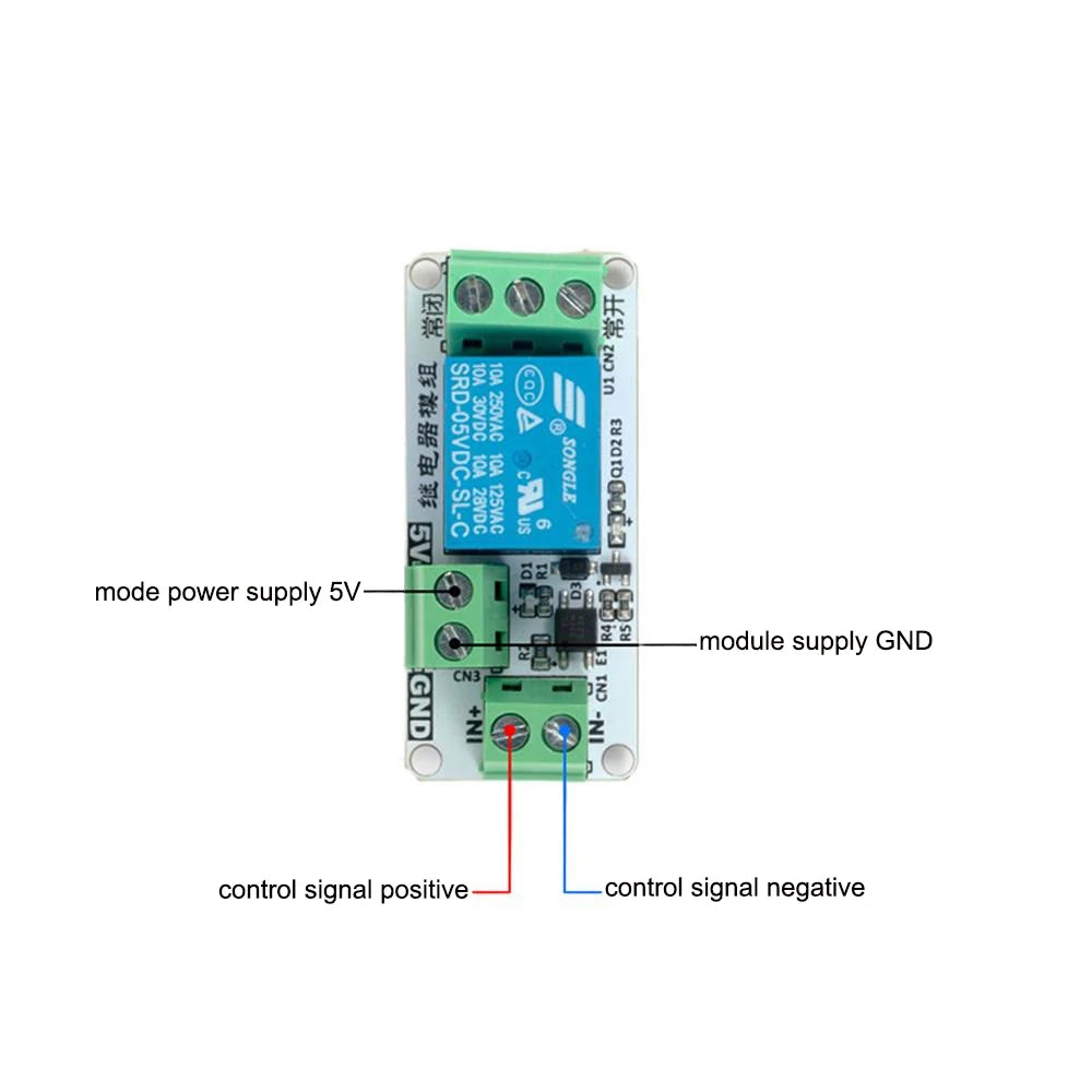 1 Channel Optocoupler Relay Module DC5V Power Supply High/Low Level Trigger Relay Board 3-5.5V Control Logic Signal Voltage