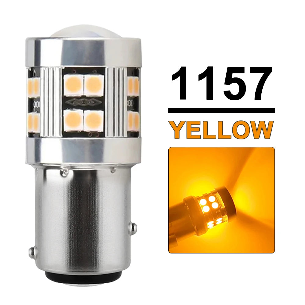 2/4 PCS P21W 1156 BA15S 1157 BAY15D LED Bulbs For Car Trun Signal Parking Brake Lights 12V 24V 3030-24SMD 6500K White Red Amber