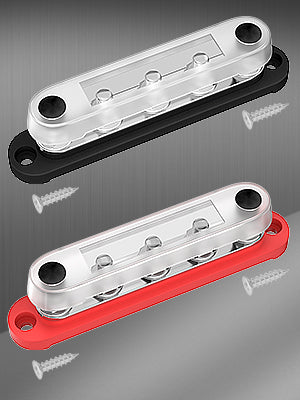 DaierTek 12V Power Distribution Block 5 x 5/16" (M8) Terminal Studs 12V Bus Bar Max 300V AC 48V DC Battery Distribution Block