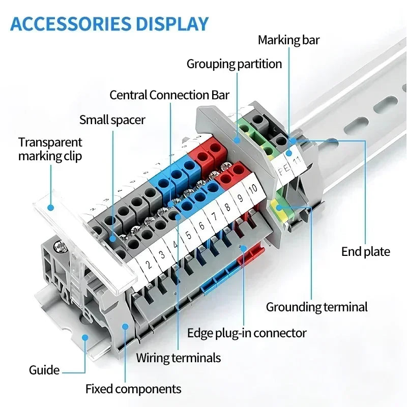 20/50/100Pcs PTTB2.5 Push - in Double Level Din Rail Terminal Block 2 Layer 2.5mm² Plug Electrical Wire Connector Block PT2.5