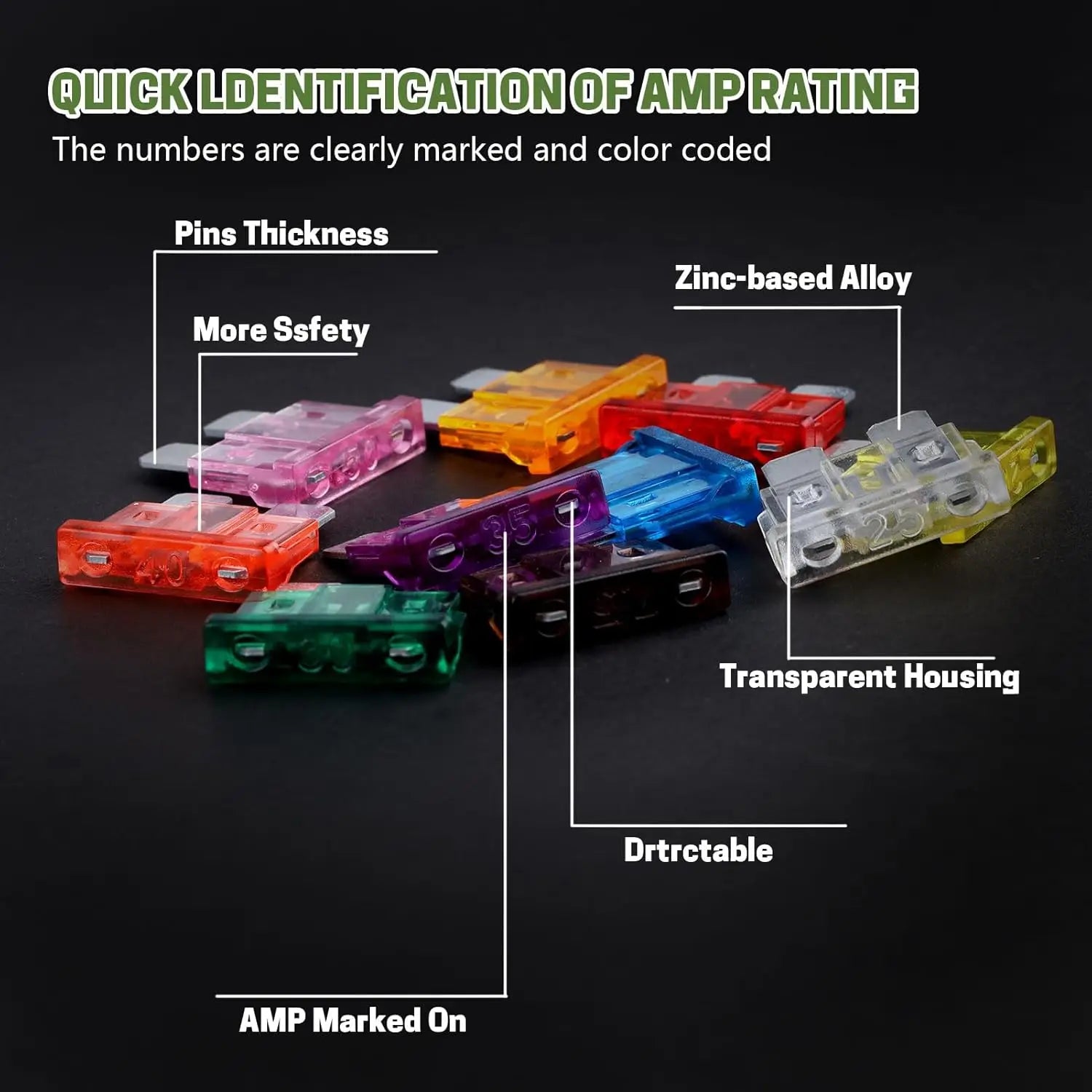 100Pcs Standard Blade Fuses Kit,Car Fuses Assortment Kit 5A/ 7.5A/ 10A/ 15A/ 20A/ 25A/ 30A/ 35A/ 40A/ 50A for Car/RV/Truck/Motor