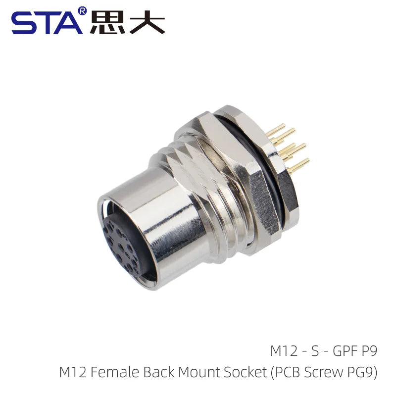 M12 Sensor Waterproof Circular Connector Panel Mount Bulkhead Installation Metal Male Female PCB Socket 2 3 4 5 6 8 12 17pin