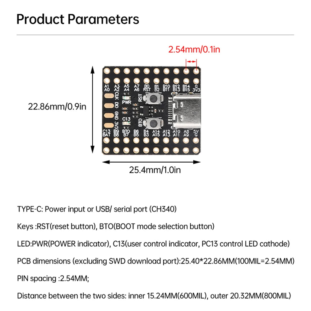 Mini STM32F103C8T6 STM32F103C6T6A CH340 Development Board Microcontroller Core Board ARM Architecture Minimum System Correx-M3