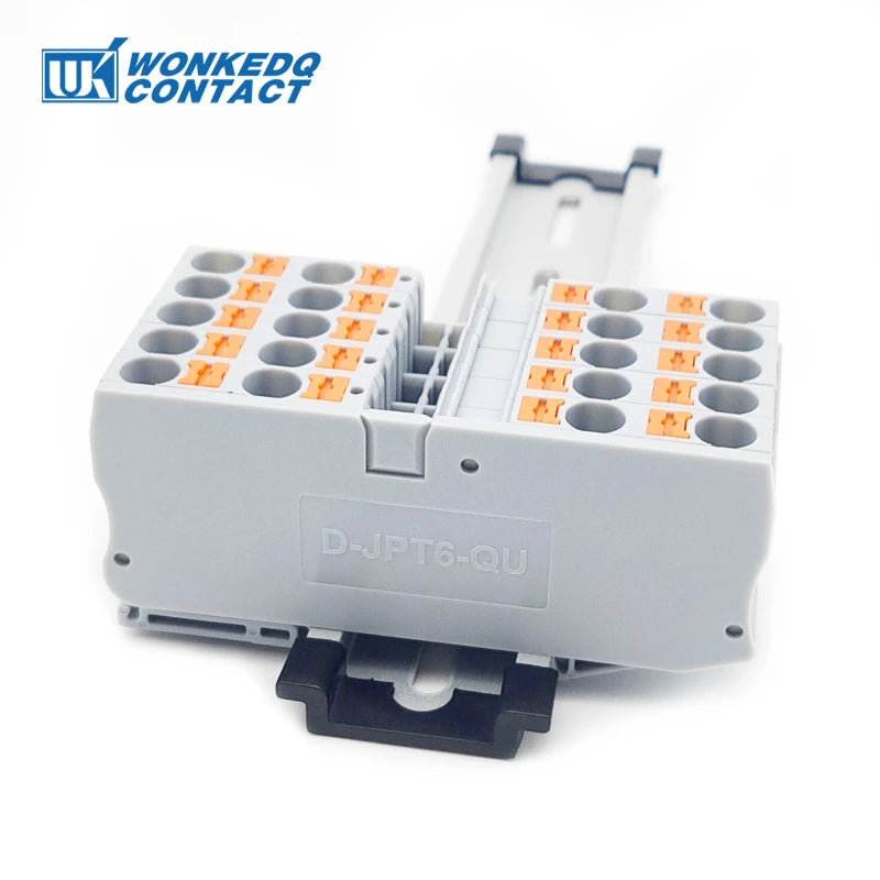 PT6-QU-PE Earthing Terminal Block on Din Rail Ground Electrical 6mm Yellow/Green Wires Connector PT 6-Quattro-PE