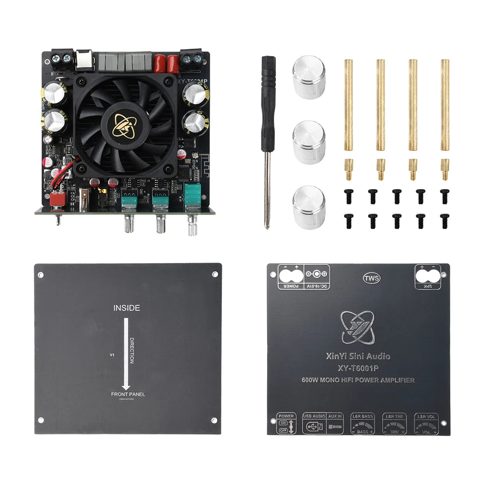 XY-T6001P Mono 600W Amplifier Board TPA3255 DC 19-51V TWS True Wireless Bluetooth 5.0 AUX USB APP Control for Car Home Audio DIY