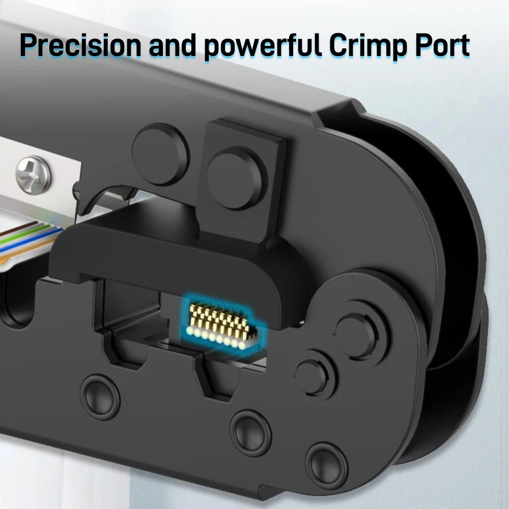 Denswire RJ45 Crimp Tool for Cat5 Cat5e Cat6, RJ-11, 6P/RJ-12, 8P/RJ-45 Crimp, Cut and Strip Ethernet Crimper Networking Tools