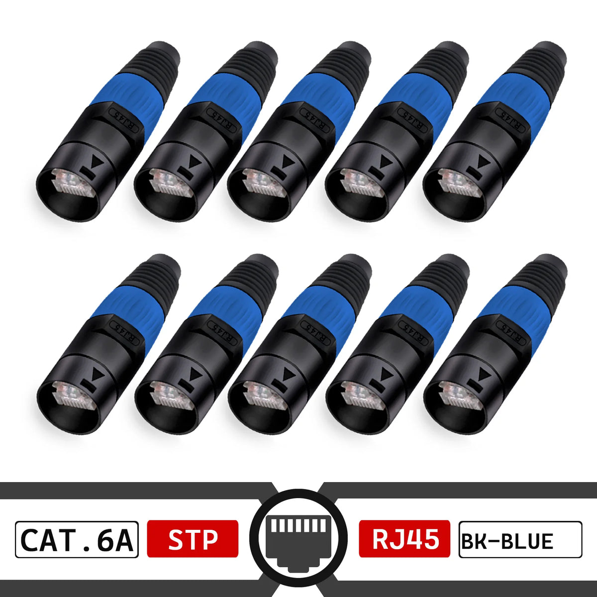 10pcs STP RJ45 8P8C CAT.6A Crystal Jack+10pcs Waterproof RJ45 Male Plug LAN Network Ethernet Ethercon Connector Wire Connectors