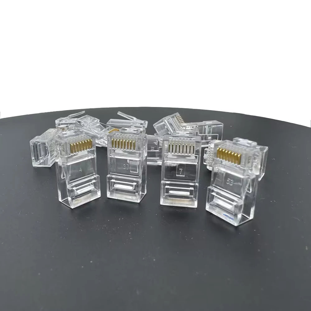 50pcs RJ45 Cat6/Cat5e Connectors Crystal End 8P8C Crimp UTP Standard Ethernet Network Modular Plug No Pass Through