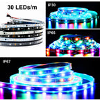 DC12V 24V WS2811 RGB LED Strip Individually Addressable 30/48/60/72/84 Leds/m Tape Light IP30/65/67 Waterproof Flexible Ribbon