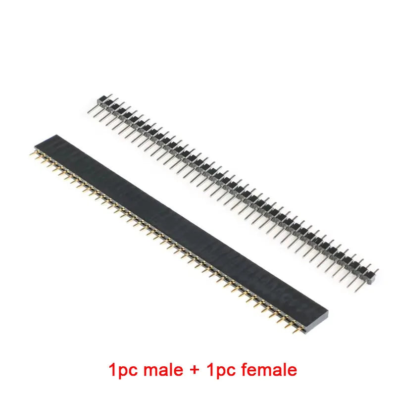 10Pcs-2Pcs 40 Pin 1x40 Single Row Male and Female 2.54 Breakable Pin Header PCB JST Connector Strip for Arduino Black