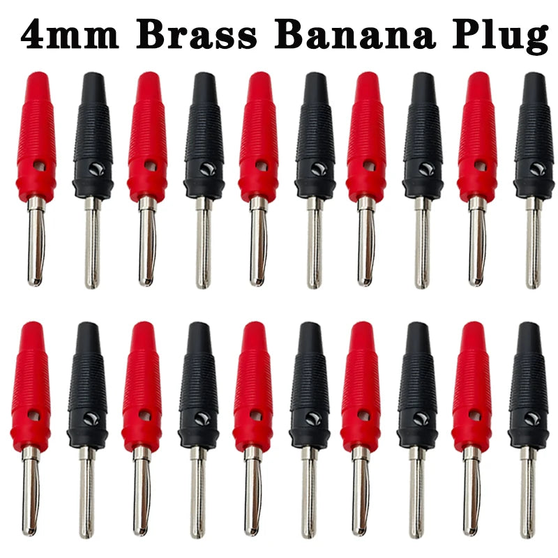 20Pcs 4mm Banana Plug Connectors Black And Red High Current Insulated Shrouded Stackable Screw Connection Probe