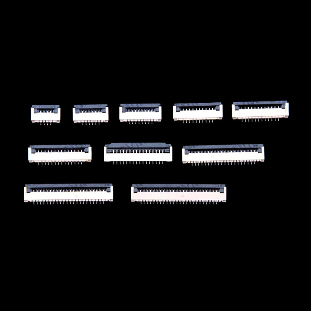 50PCS FFC FPC Connector 1.0mm 4/6/8/10/12/14/16/20/22/24 Pin Top Contact Flat Cable Connector Socket Sets 4P 6P 8P 10P 12P