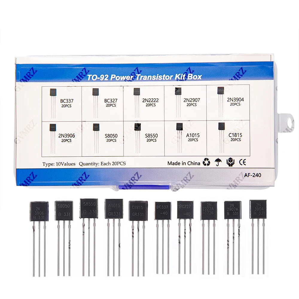 200PCS 10Values TO-92 Power Transistor Kit (BC337/2N2222/S8050 etc.) for Arduino DIY Electronic Project  BC337 2N2222 S8050