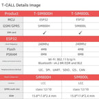LILYGO TTGO T-Call V1.4 ESP32 WIFI Wireless Bluetooth Module FPC Antenna SIM Card SIM800L Module