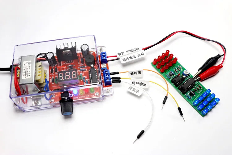 Electronic DIY LM317 Adjustable Voltage Regulated Kit DC Step-down Power Supply Making Parts With Case Soldering Assembly 220V