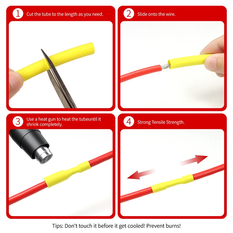 2M 3:1 Heat Shrink Tube With Glue 1.6mm-50mm Multicolor Dual Wall Adhesive Lined Polyolefin Shrinkin ﻿Wrap Cable Protect Sleeve
