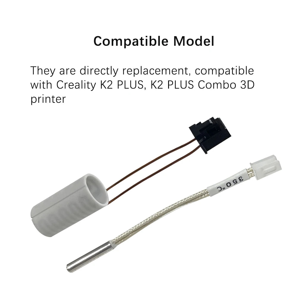 For Creality K2 Plus Parts K2 Plus Hotend Cable 350°C Ceramic Heating Tube Thermistor Temperature Sensor K2 Plus Accessories