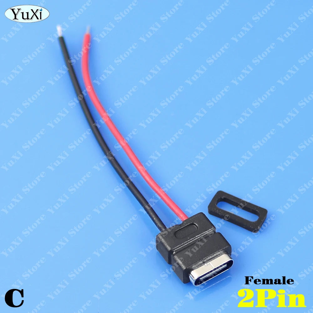 USB Type-C Waterproof Connector Male Female 2Pin Fast Charging Jack Port USB-C 4Pin Charger Plug Data Transmission Cable 3A 5V