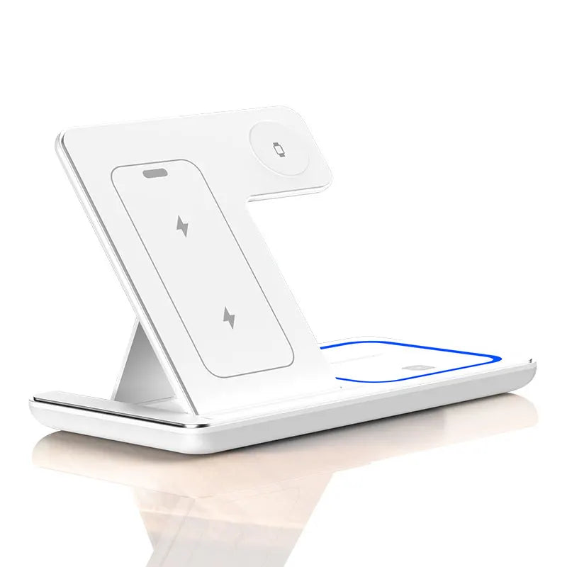 LED Fast Wireless Charger Stand 3 in 1 Foldable Charging Station For iPhone 17 16 15 14 13 12 Apple Watch 9 8 7 6 5 Airpods Pro
