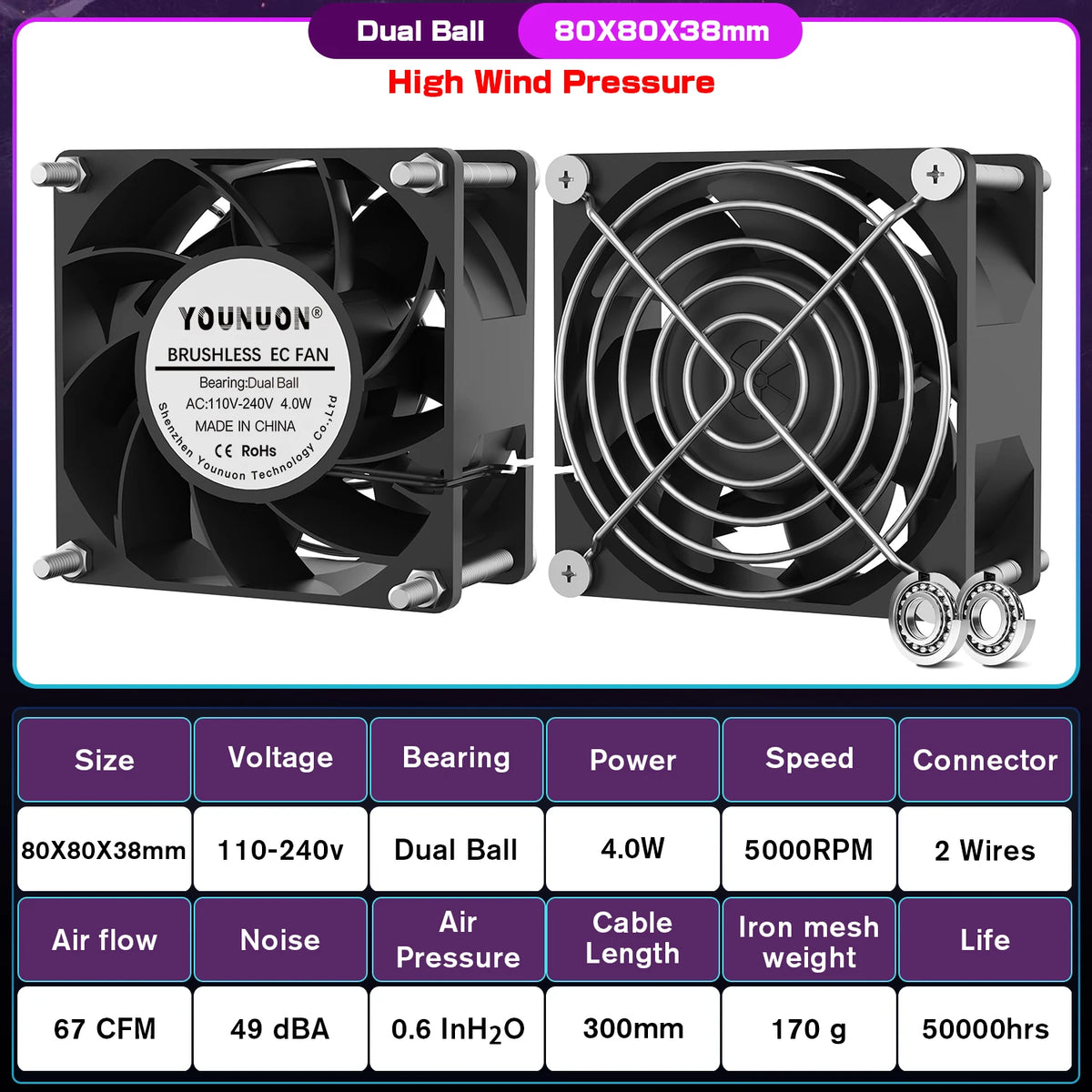 1PCS EC Brushlee Fan 6025/8025/9225/12025/12038/12032 AC 110V 115V 120V 220V 240V Cooling Cooler Fan