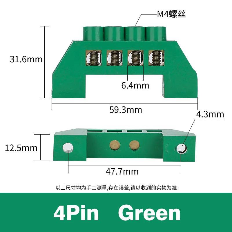 Bridge Type Zero Line Ground Bar Grounding Copper Bar Distribution Box to Zero  Terminal Block Connector Earth Neutral 5-12 Hole
