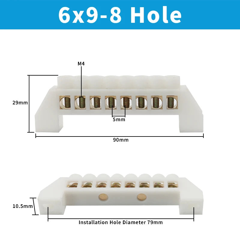 OMCH Terminal Bar 7x10 9x14mm Brass Ground Neutral Block High Conductivity Bridge Connector for Power Distribution Cabinet