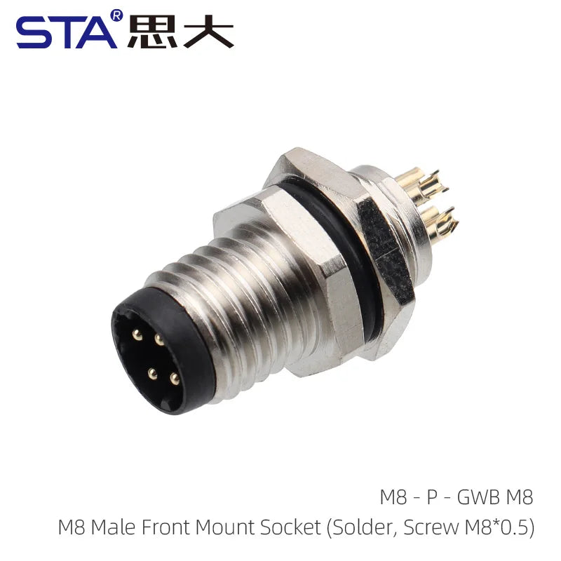 M8 IP67 Waterproof Circular Connector 3 4 5 6 8 Pin Front Rear Panel Mount Solder Industrial Socket Screw M8 M10 M11 M12
